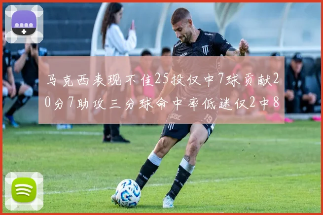 马克西表现不佳25投仅中7球贡献20分7助攻三分球命中率低迷仅2中8